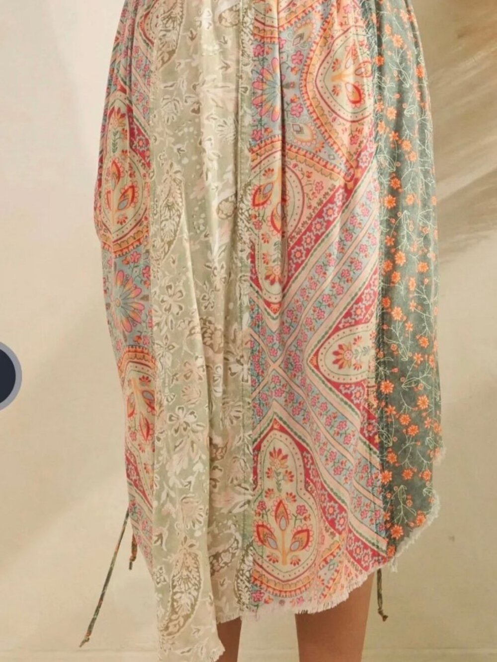 Oli & Hali Multi-Color Patchwork Ruched Midi Skirt - Picture 2 of 3